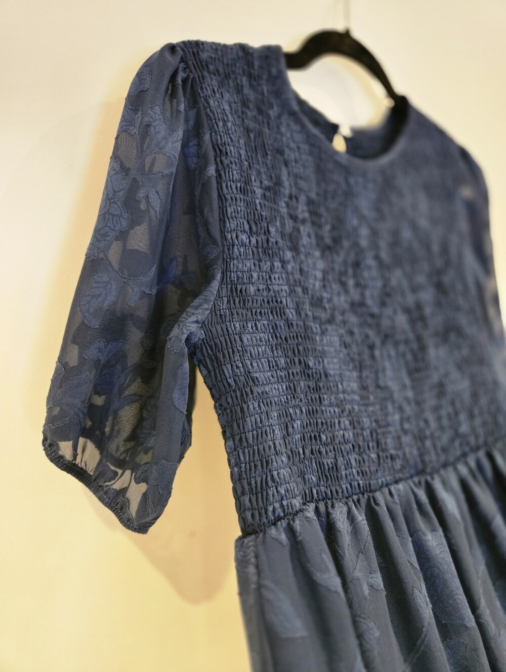 Navy Blue Tiered Floral Dress - Picture 3 of 5